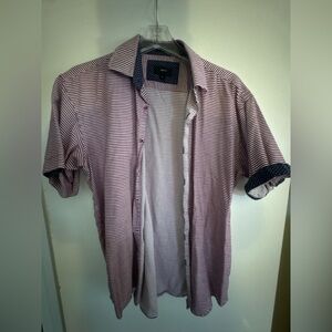 MMXIV Men’s Red Stripe Short Sleeve Button Down Shirt Large